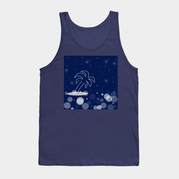 Landscape with palm. Vacation, exotic, island with dark blue color background Tank Top by grafinya